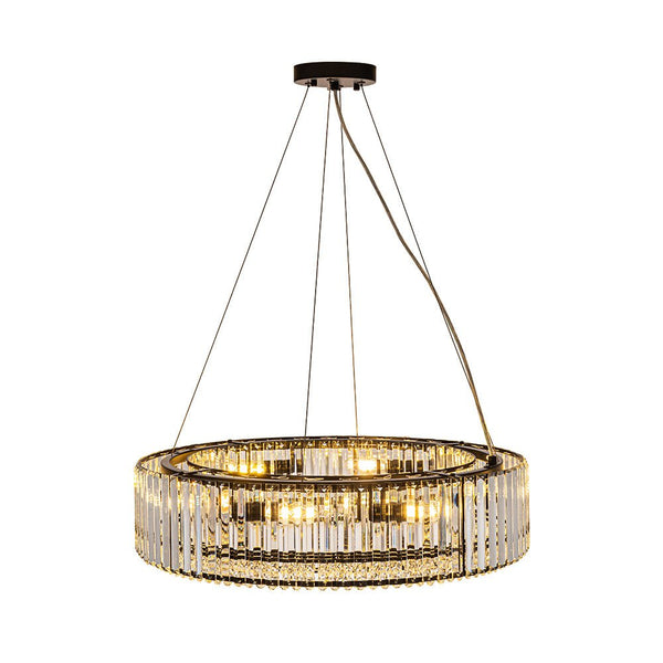 Thehouselights-8-Light Modern Round Crystal Chandelier-Chandelier-Black-
