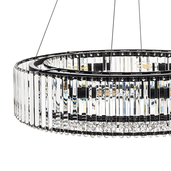 Thehouselights-8-Light Modern Round Crystal Chandelier-Chandelier-Black-