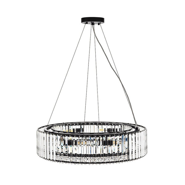 Thehouselights-8-Light Modern Round Crystal Chandelier-Chandelier-Black-