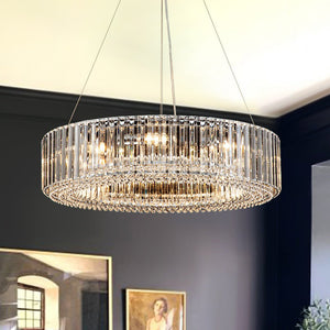 Thehouselights-8-Light Modern Round Crystal Chandelier-Chandelier-Chrome-