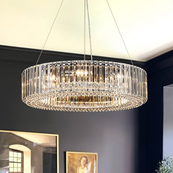 Thehouselights-8-Light Modern Round Crystal Chandelier-Chandelier-Chrome-