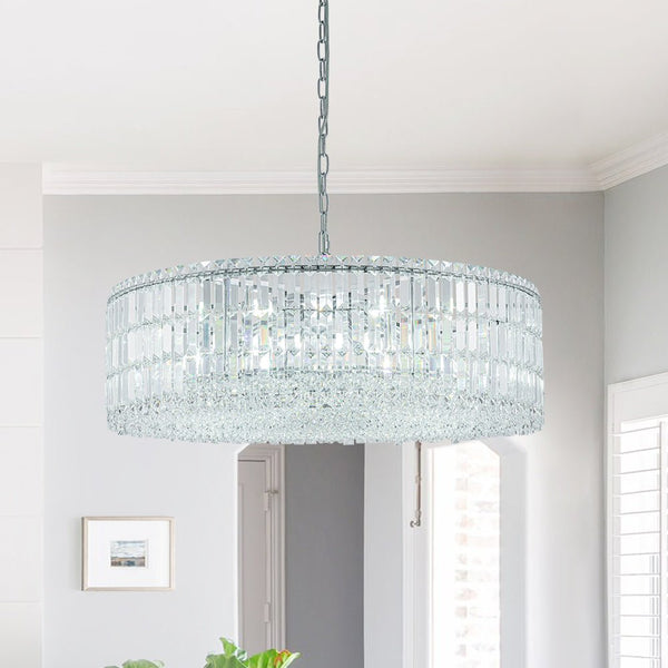 Thehouselights - 8/12 - Light Glass Crystal Chandelier Island Chandelier - Chandelier - Black - 12 - Light