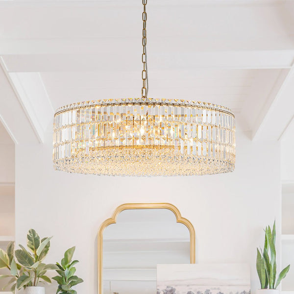 Thehouselights - 8/12 - Light Glass Crystal Chandelier Island Chandelier - Chandelier - Brass - 12 - Light
