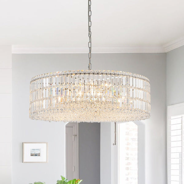 Thehouselights - 8/12 - Light Glass Crystal Chandelier Island Chandelier - Chandelier - Chrome - 12 - Light