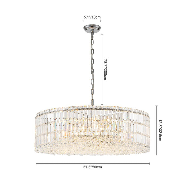 Thehouselights - 8/12 - Light Glass Crystal Chandelier Island Chandelier - Chandelier - Chrome - 12 - Light