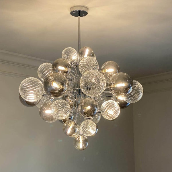 Thehouselights - 8/18 Light Cluster Bubble Grape Glass Chandelier - Chandelier - 15 - 