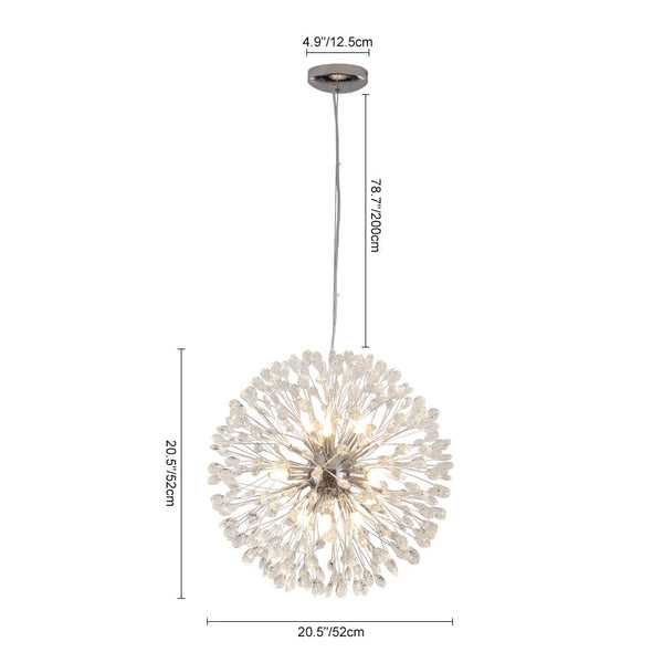 Thehouselights - 9 - Light Crystal Dandelion Chandelier - Chandelier - Chrome - 