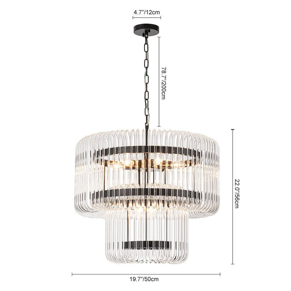 Thehouselights - 9 - Light Glam 2 - Tiered Drum Crystal Chandelier - Chandelier - Black - 