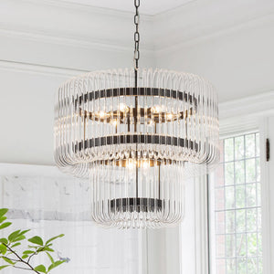 Thehouselights - 9 - Light Glam 2 - Tiered Drum Crystal Chandelier - Chandelier - Black - 