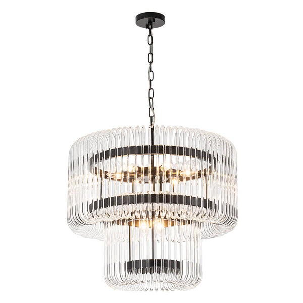 Thehouselights - 9 - Light Glam 2 - Tiered Drum Crystal Chandelier - Chandelier - Black - 