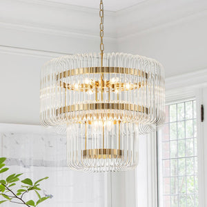 Thehouselights - 9 - Light Glam 2 - Tiered Drum Crystal Chandelier - Chandelier - Brass - 