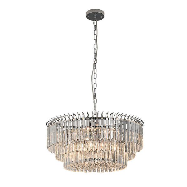 Thehouselights - 9 - Light Modern Tiered Crystal Chandelier - Chandelier - Chrome - 