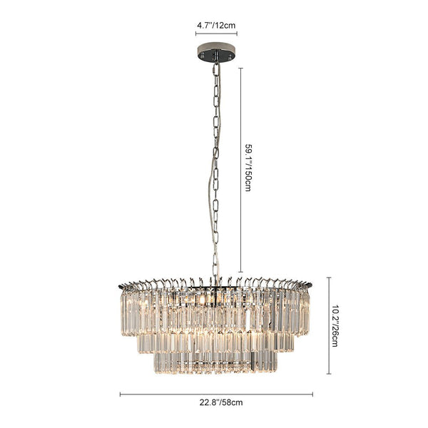 Thehouselights - 9 - Light Modern Tiered Crystal Chandelier - Chandelier - Chrome - 