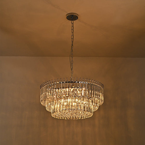 Thehouselights - 9 - Light Modern Tiered Crystal Chandelier - Chandelier - Chrome - 