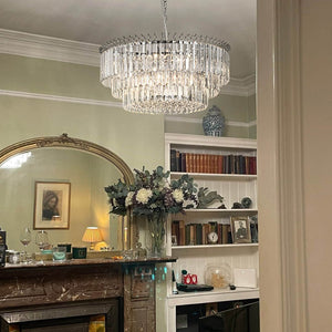 Thehouselights - 9 - Light Modern Tiered Crystal Chandelier - Chandelier - Chrome - 