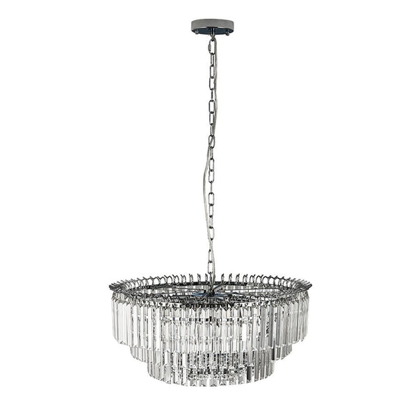 Thehouselights - 9 - Light Modern Tiered Crystal Chandelier - Chandelier - Chrome - 