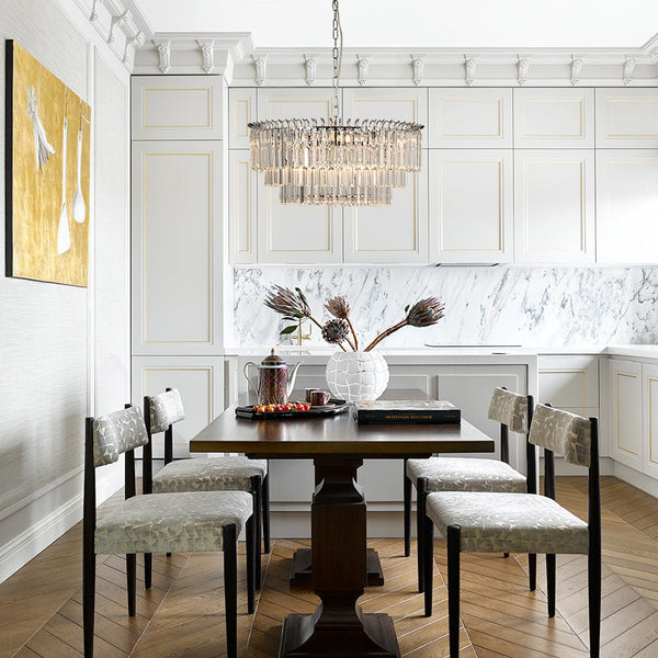 Thehouselights - 9 - Light Modern Tiered Crystal Chandelier - Chandelier - Chrome - 