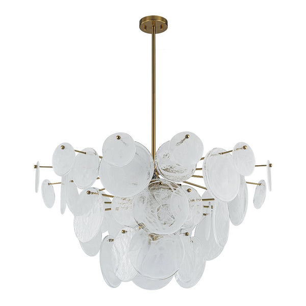 Thehouselights - 9/12 - Light Designer Glass Strip Brass Chandelier - Chandelier - 12 Bulbs - 