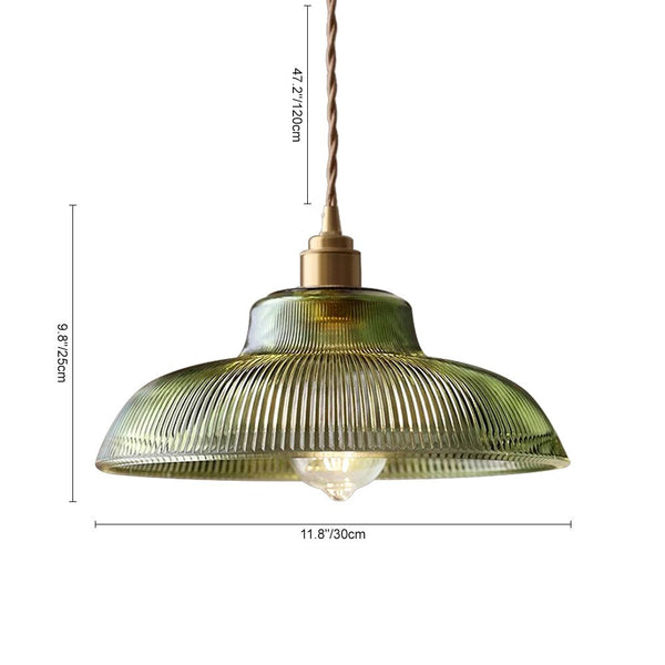Thehouselights-Adjustable Modern Farmhouse Ribbed Glass Dome Pendant Light-Pendant-Clear-