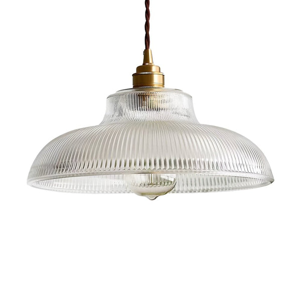 Thehouselights - Adjustable Modern Farmhouse Ribbed Glass Dome Pendant Light - Pendant - Green - 