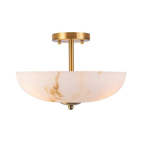 Thehouselights-Alabaster Effect Bowl Shade Semi Flush Mount-Ceiling Light-3-Light-