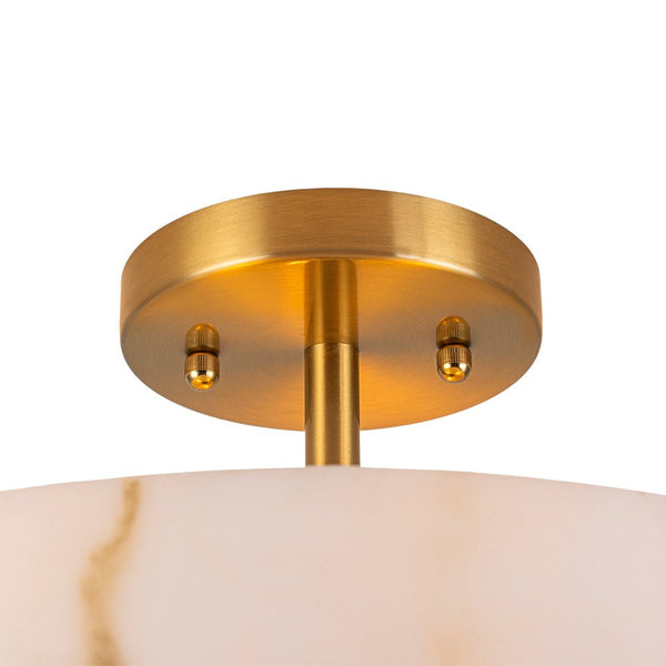 Thehouselights-Alabaster Effect Bowl Shade Semi Flush Mount-Ceiling Light-3-Light-