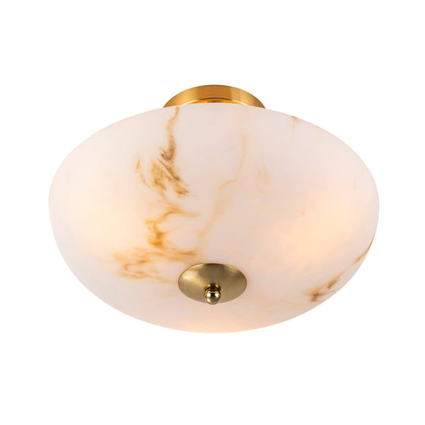 Thehouselights-Alabaster Effect Bowl Shade Semi Flush Mount-Ceiling Light-3-Light-