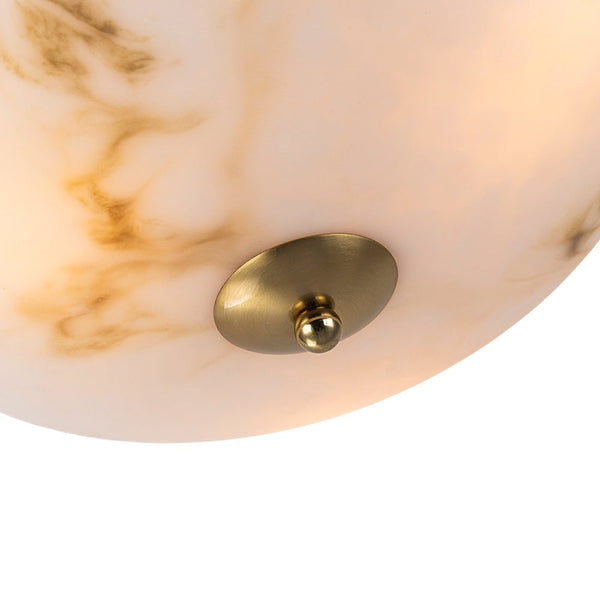 Thehouselights-Alabaster Effect Bowl Shade Semi Flush Mount-Ceiling Light-3-Light-