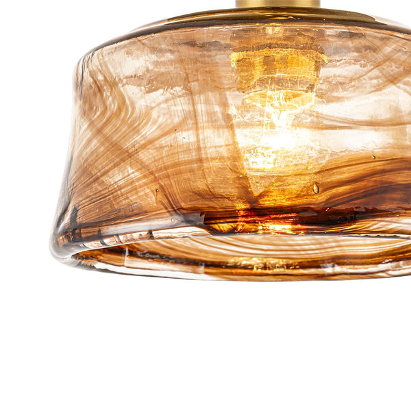Thehouselights-Amber Glass Drum Semi Flush Mount-Ceiling Light-1-Light-