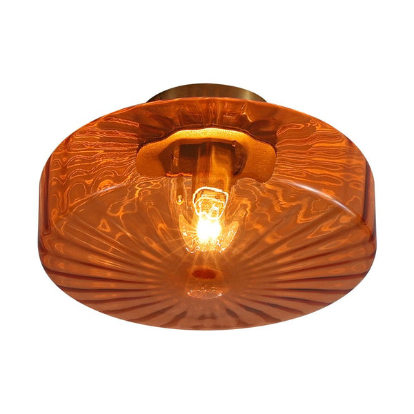 Thehouselights-Amber Glass Round Semi Flush Mount-Ceiling Light-1-Light-