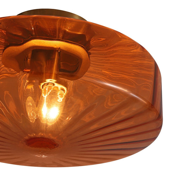 Thehouselights-Amber Glass Round Semi Flush Mount-Ceiling Light-1-Light-