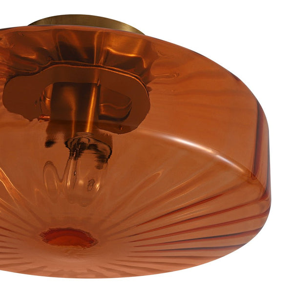Thehouselights-Amber Glass Round Semi Flush Mount-Ceiling Light-1-Light-