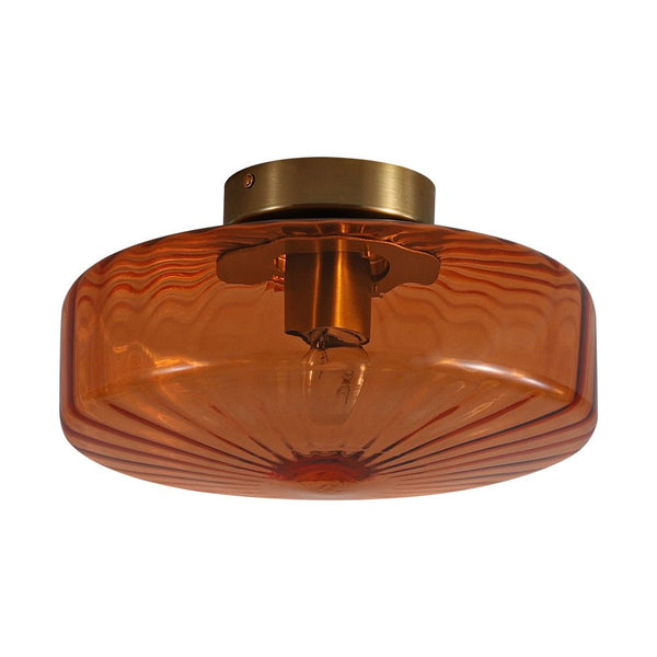 Thehouselights-Amber Glass Round Semi Flush Mount-Ceiling Light-1-Light-