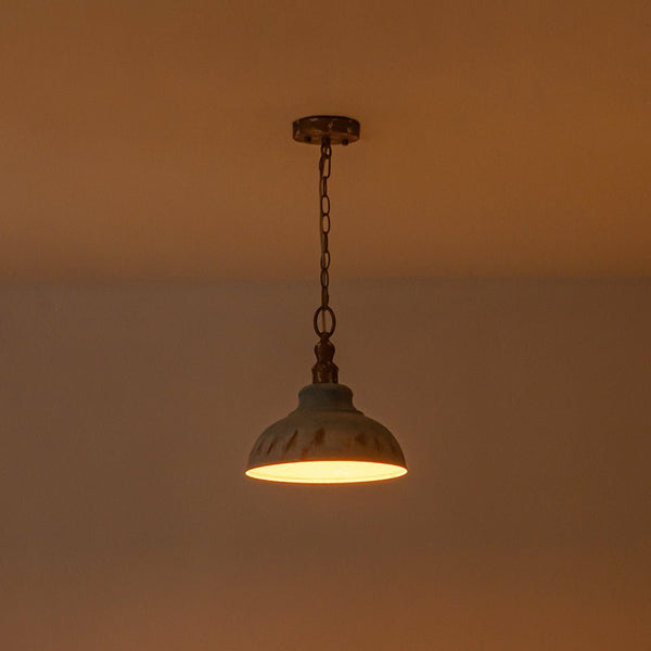 Thehouselights - Antique Blue Patina Metal Dome Pendant Light - Pendant - M - 