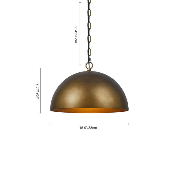 Thehouselights - Antique Brass/Brown Dome Pendant Lighting - Pendant - Antique Brown - 