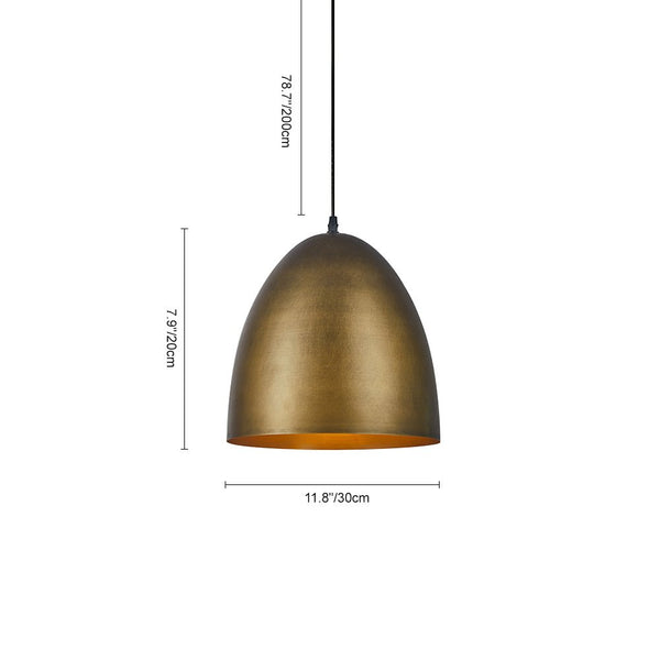 Thehouselights - Antique Brass/Brown Egg Shaped Pendant Lighting - Pendant - Antique Brass - 