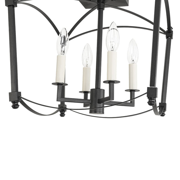 Thehouselights - Antique Lantern Cage Semi Flush Mount - Ceiling Light - Black - 