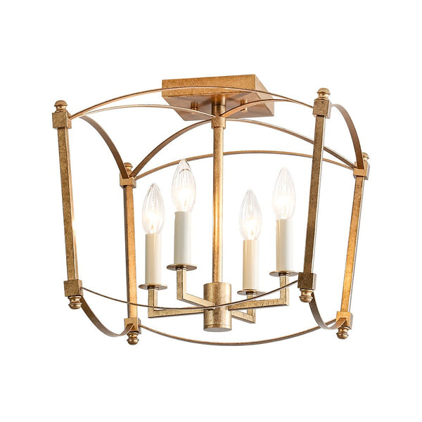 Thehouselights - Antique Lantern Cage Semi Flush Mount - Ceiling Light - Black - 