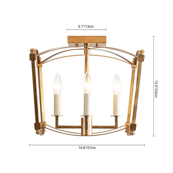 Thehouselights - Antique Lantern Cage Semi Flush Mount - Ceiling Light - Black - 