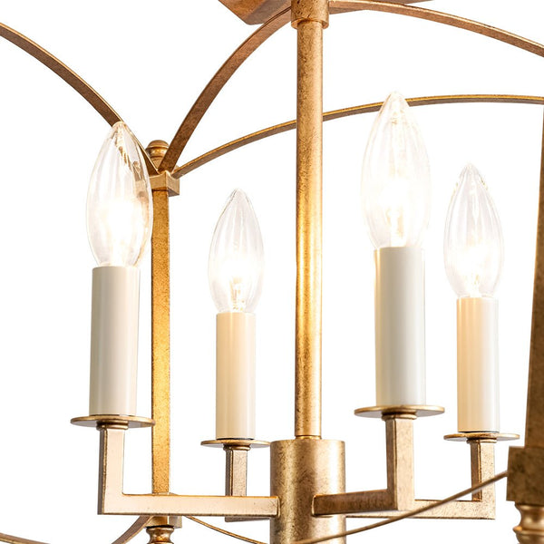 Thehouselights - Antique Lantern Cage Semi Flush Mount - Ceiling Light - Black - 