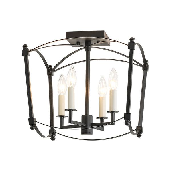 Thehouselights - Antique Lantern Cage Semi Flush Mount - Ceiling Light - Black - 