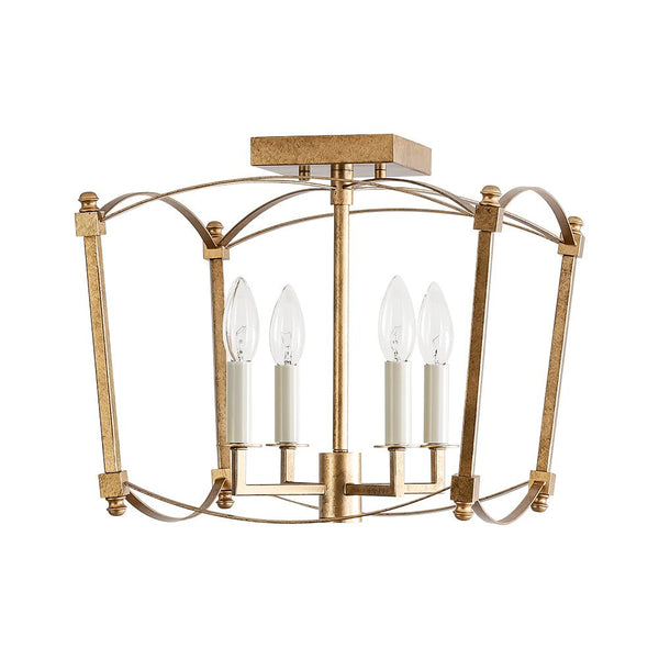Thehouselights - Antique Lantern Cage Semi Flush Mount - Ceiling Light - Black - 