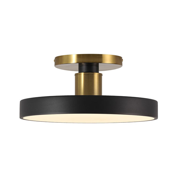 Thehouselights - Black LED Acrylic Drum Semi Flush Mount Ceiling Light - Ceiling Light - Black - 