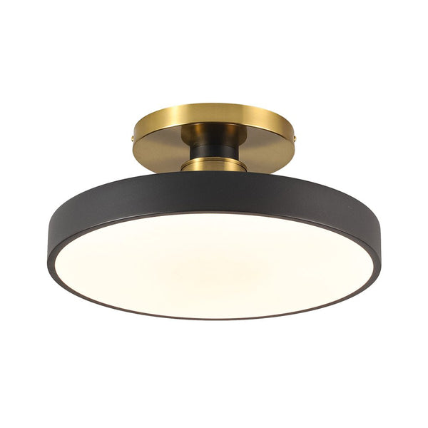 Thehouselights - Black LED Acrylic Drum Semi Flush Mount Ceiling Light - Ceiling Light - Black - 