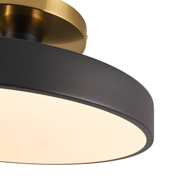 Thehouselights - Black LED Acrylic Drum Semi Flush Mount Ceiling Light - Ceiling Light - Black - 