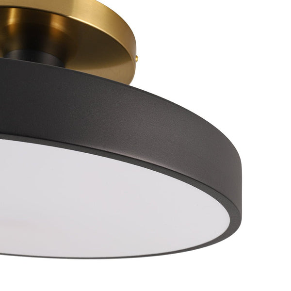 Thehouselights - Black LED Acrylic Drum Semi Flush Mount Ceiling Light - Ceiling Light - Black - 