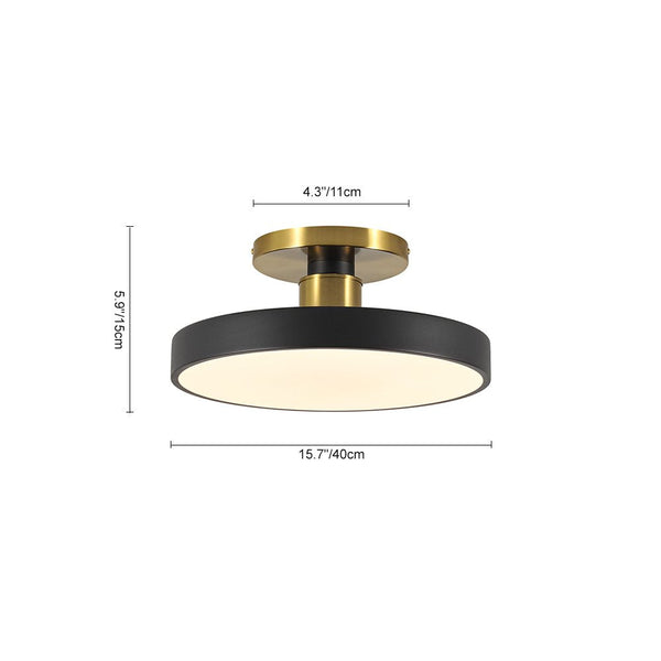 Thehouselights - Black LED Acrylic Drum Semi Flush Mount Ceiling Light - Ceiling Light - Black - 