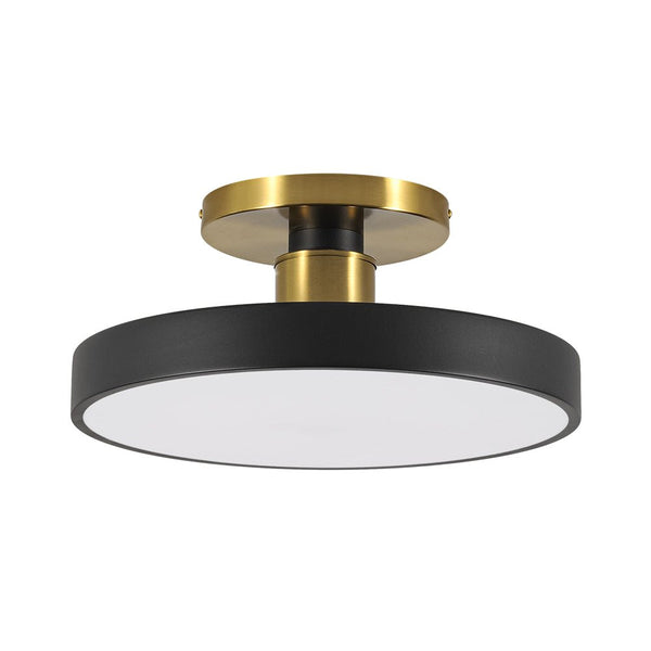 Thehouselights - Black LED Acrylic Drum Semi Flush Mount Ceiling Light - Ceiling Light - Black - 