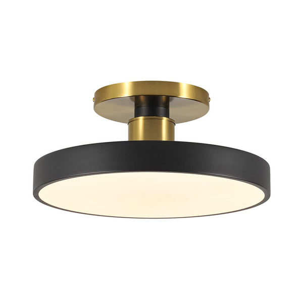 Thehouselights - Black LED Acrylic Drum Semi Flush Mount Ceiling Light - Ceiling Light - Black - 