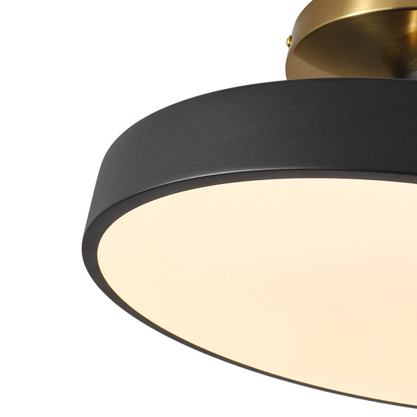 Thehouselights - Black LED Acrylic Drum Semi Flush Mount Ceiling Light - Ceiling Light - Black - 